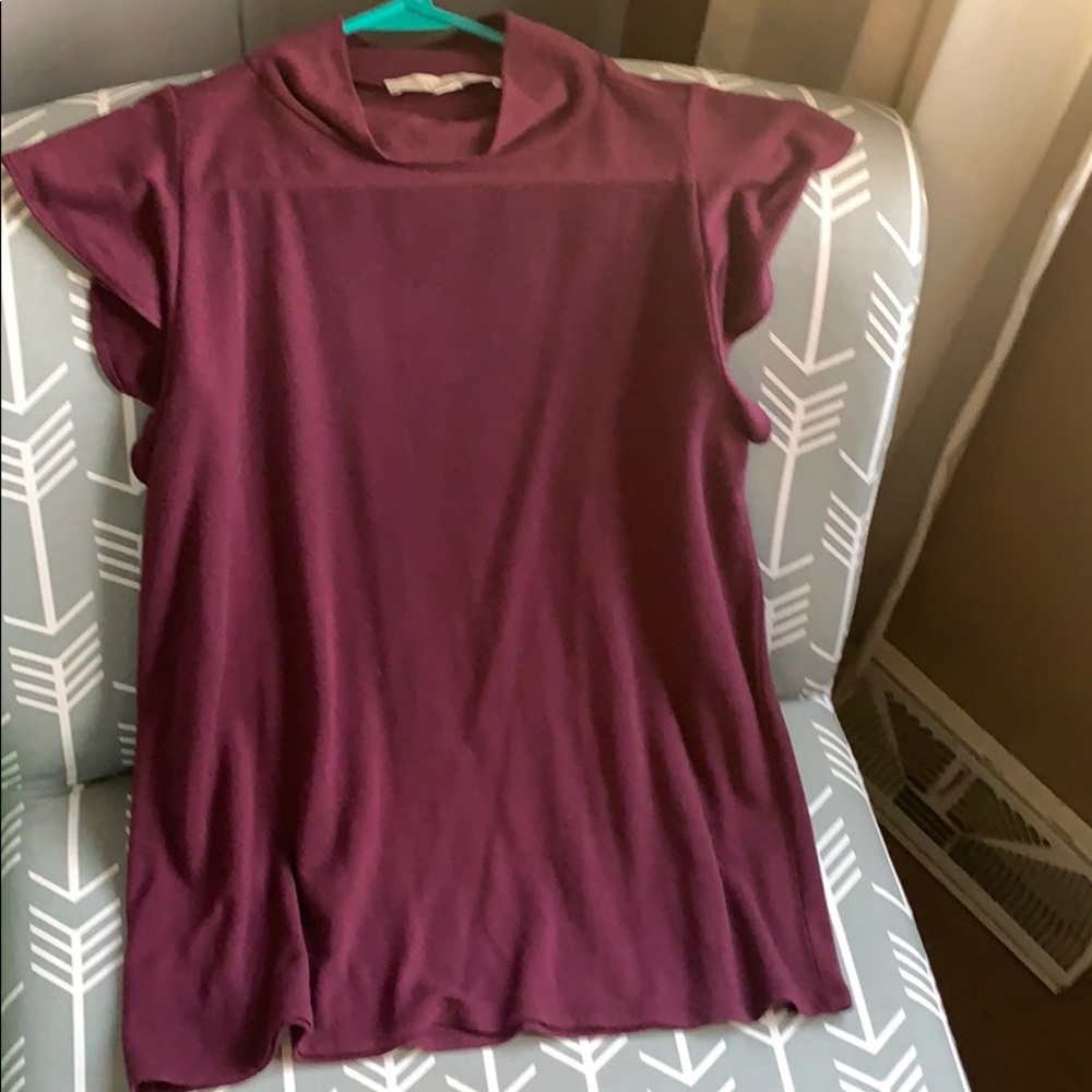Loft lightweight burgundy mock neck